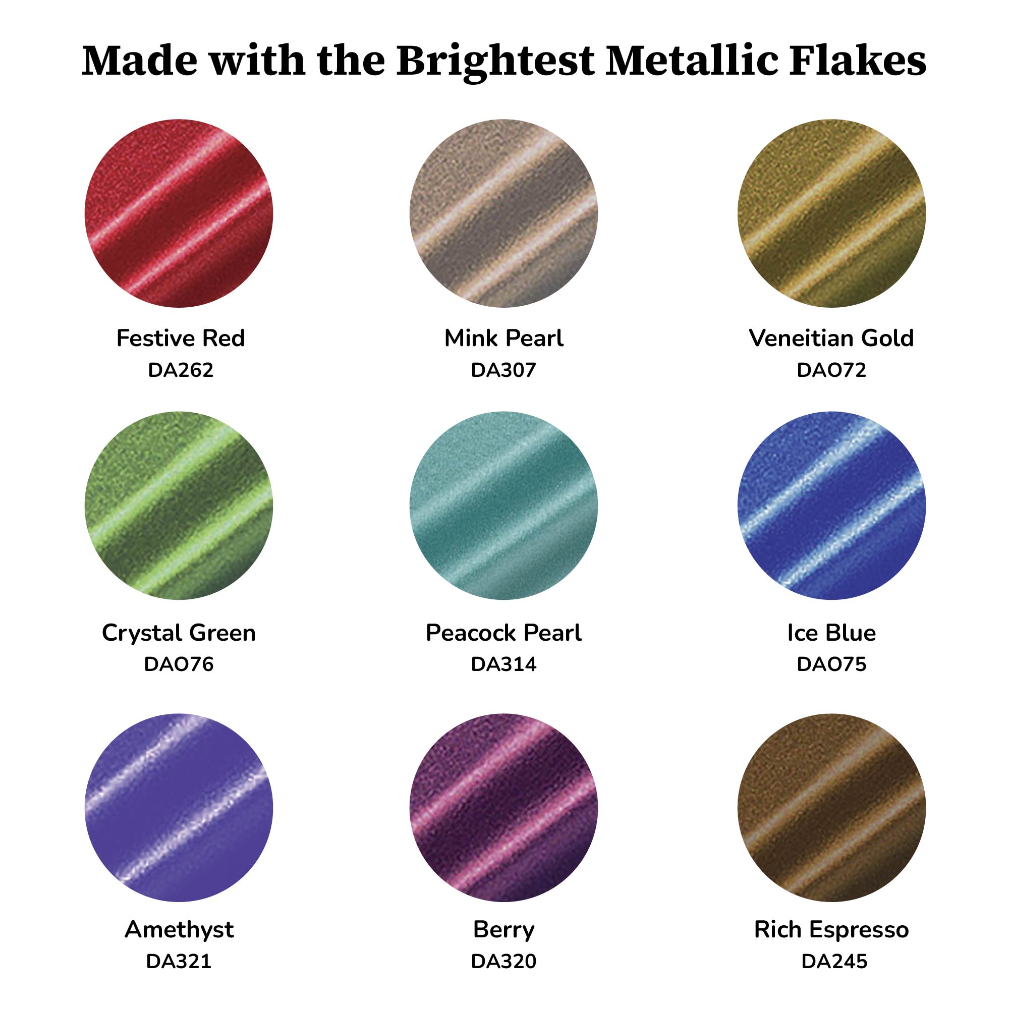 DecoArt Dazzling Metallics acrylic paint set with 9 bold metallic colors in 2 oz bottles for arts and crafts projects.