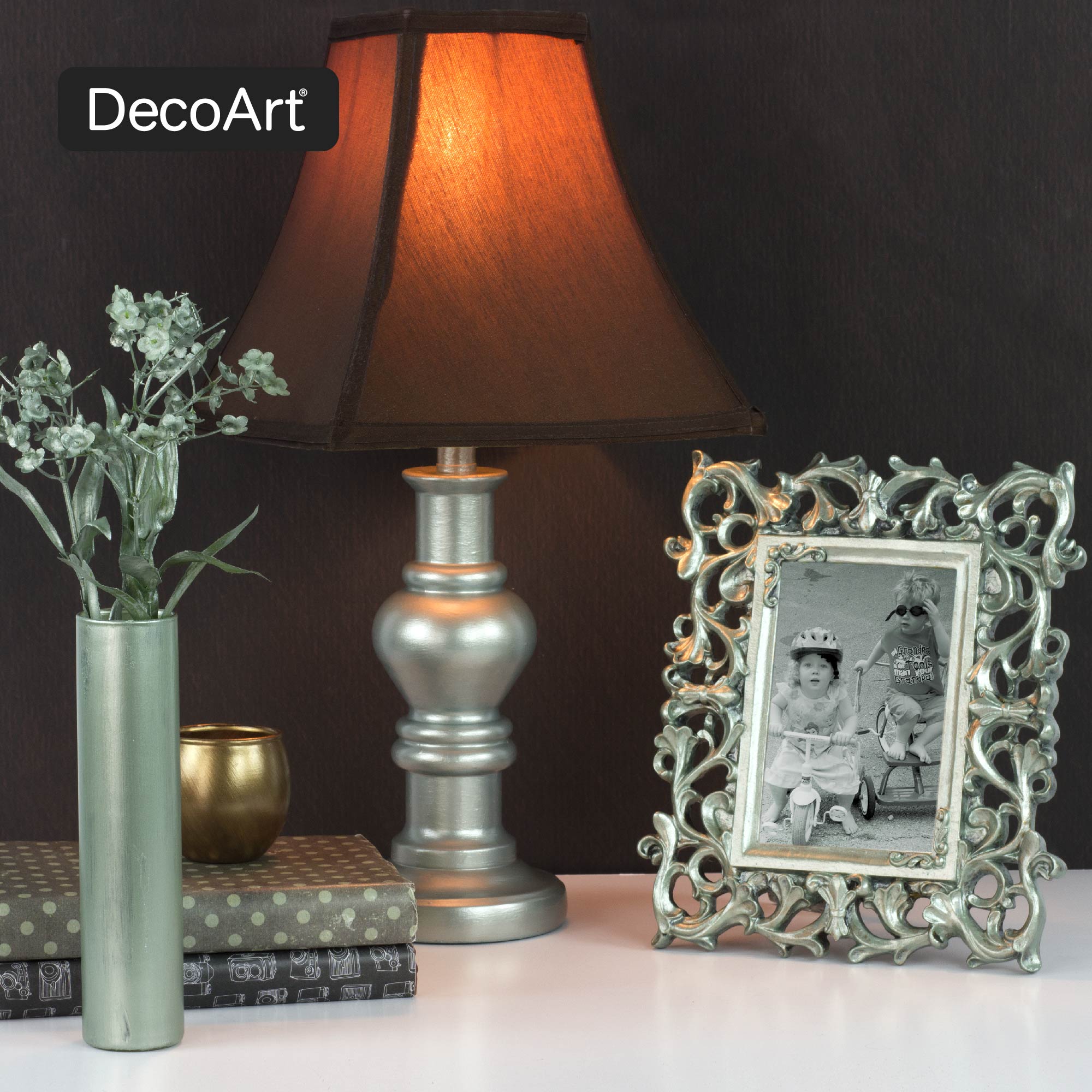 DecoArt Dazzling Metallics Bold Metallic Paint Set with vibrant shimmering paints for craft and art projects.