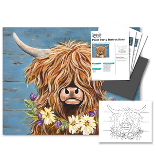 Spring Highland Cow Paint Party Kit - 16x20 - DecoArt