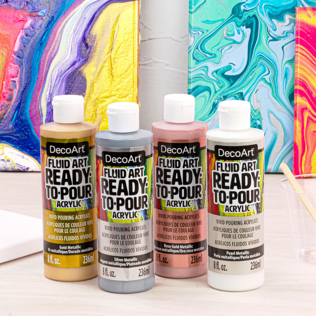 METALLICS Fluid Art Ready To Pour Acrylics | DecoArt