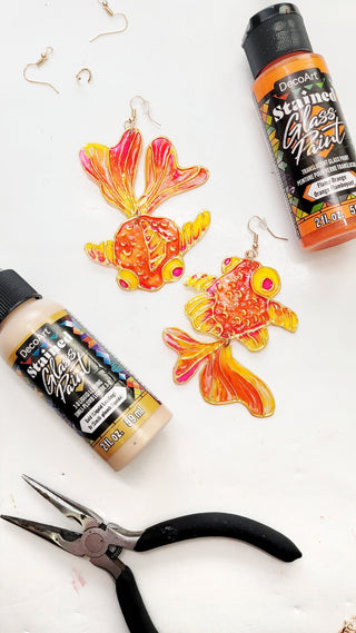 DIY Stained Glass Goldfish Earrings