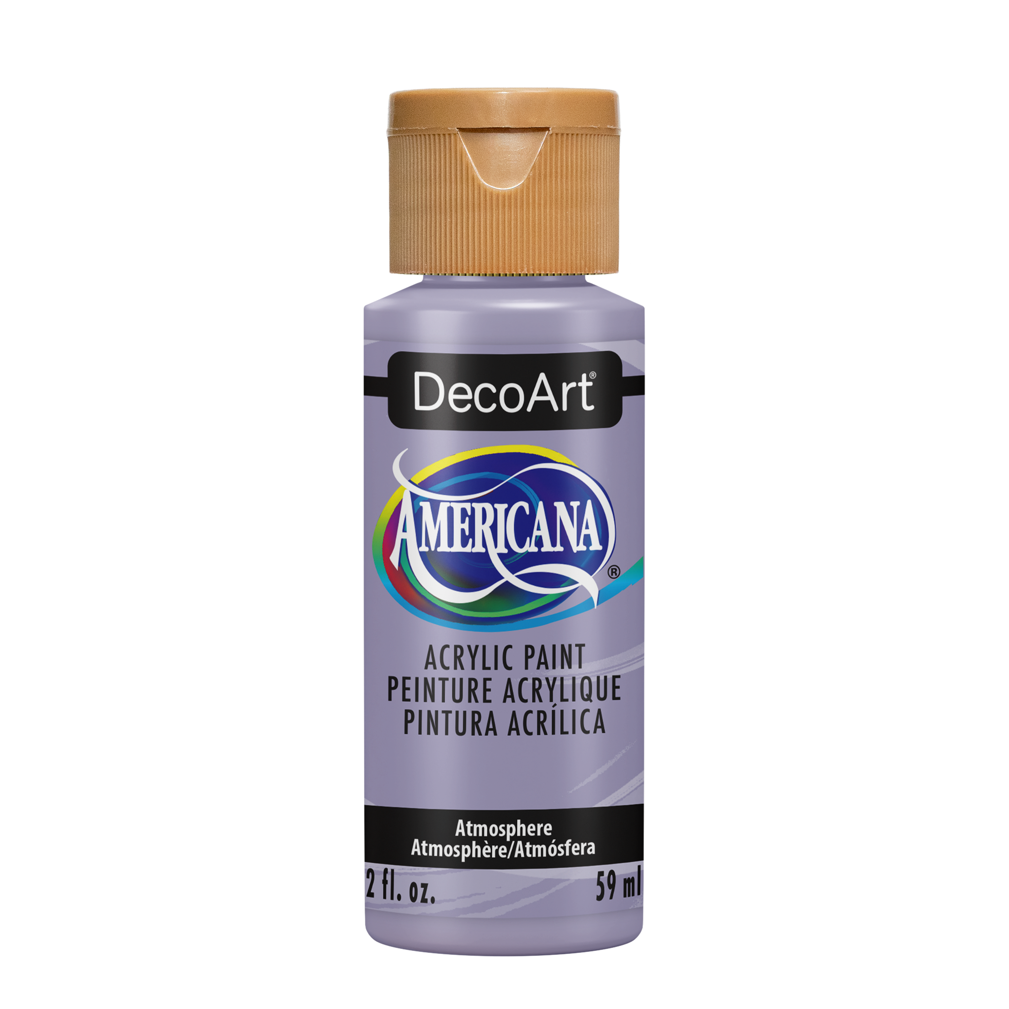 Americana acrylic paint by DecoArt in Atmosphere shade, smooth application, vibrant blue color, suitable for arts and crafts projects.