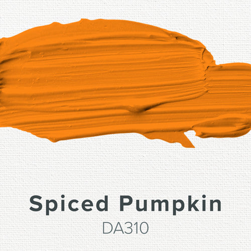 DecoArt Americana Acrylics Spiced Pumpkin swatch showing vibrant orange paint color and texture sample for craft projects.