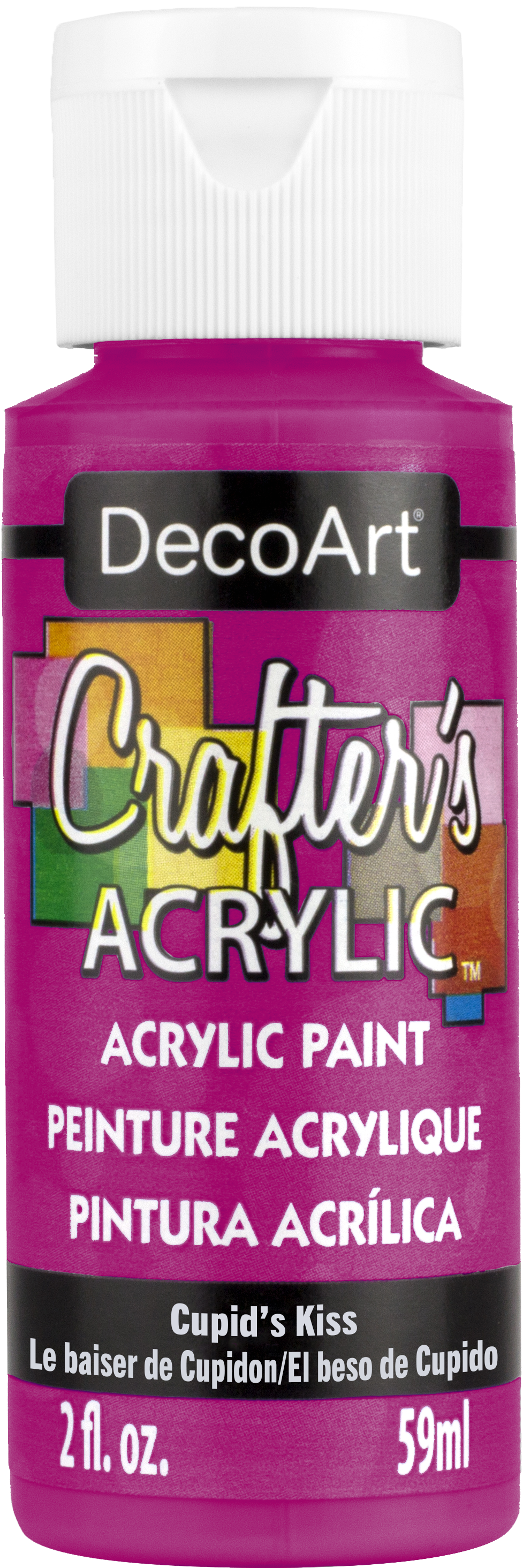 DecoArt Crafter's Acrylic paint in Cupid's Kiss 2oz container, vibrant pink color for craft and art projects