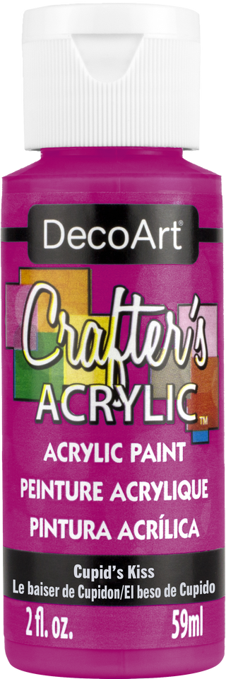 DecoArt Crafter's Acrylic paint in Cupid's Kiss 2oz container, vibrant pink color for craft and art projects