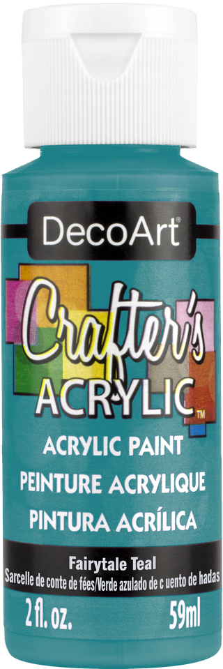 DecoArt Crafter's Acrylic in Fairytale Teal, 2oz bottle, vibrant craft paint with smooth finish for arts and DIY projects
