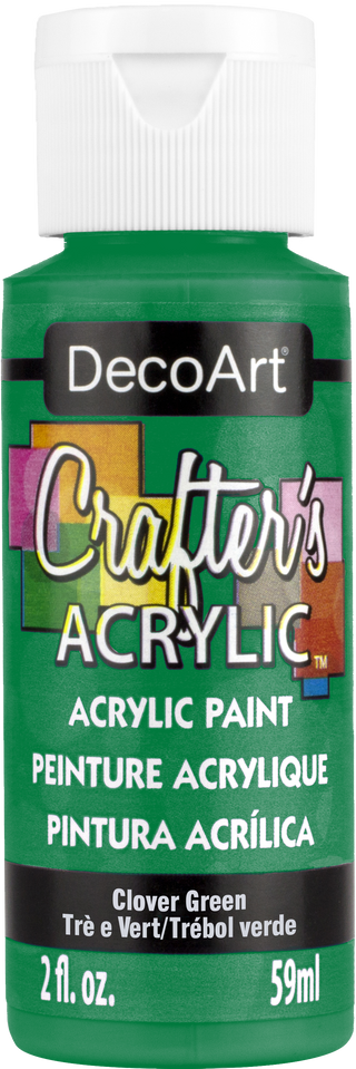 DecoArt Crafter's Acrylic paint in Clover Green, 2oz bottle, with vibrant green color suitable for craft projects