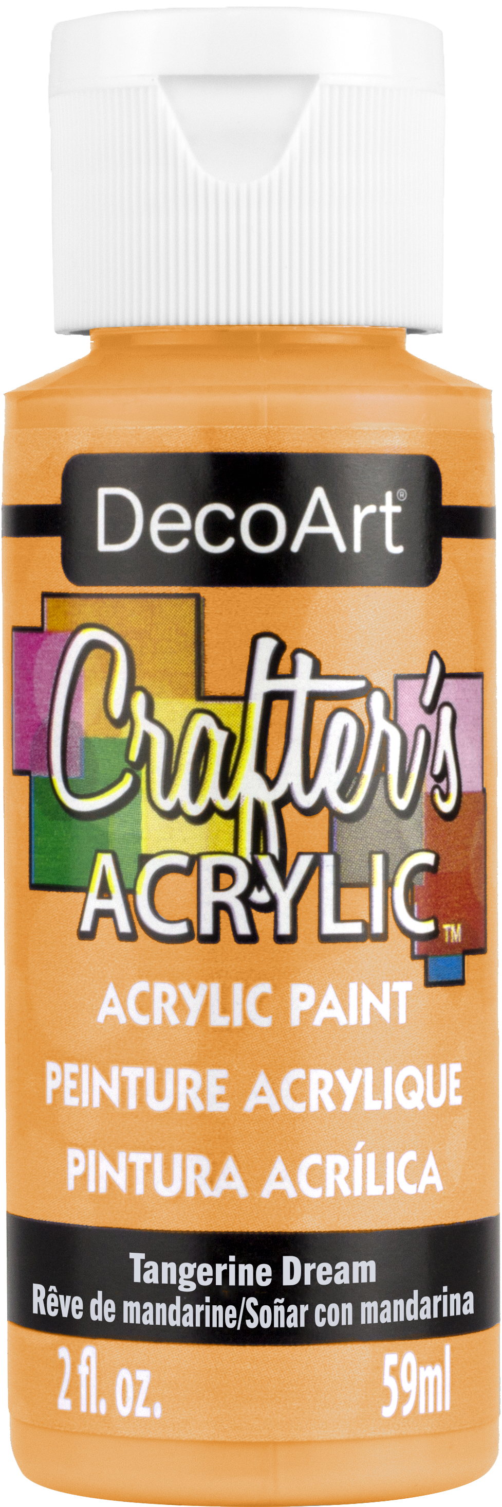 DecoArt Crafter's Acrylic paint in Tangerine Dream, 2oz bottle, vibrant orange color for arts and crafts projects