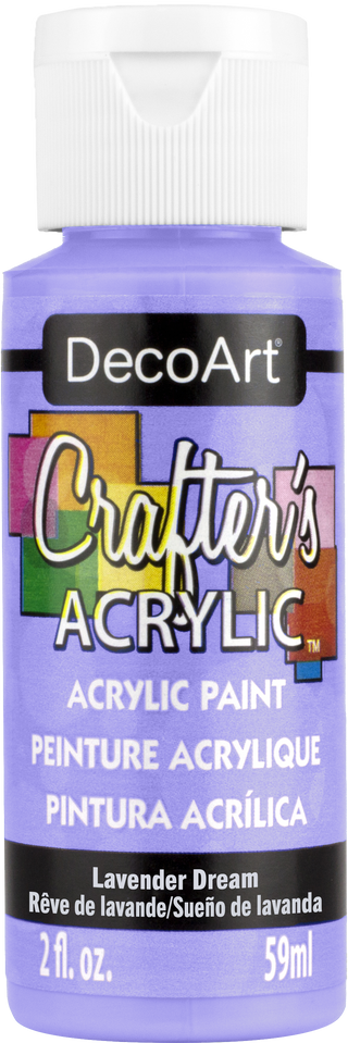 Lavender Dream Crafter's Acrylic paint by DecoArt in a 2oz bottle, featuring a soft lavender color for crafting and painting projects.
