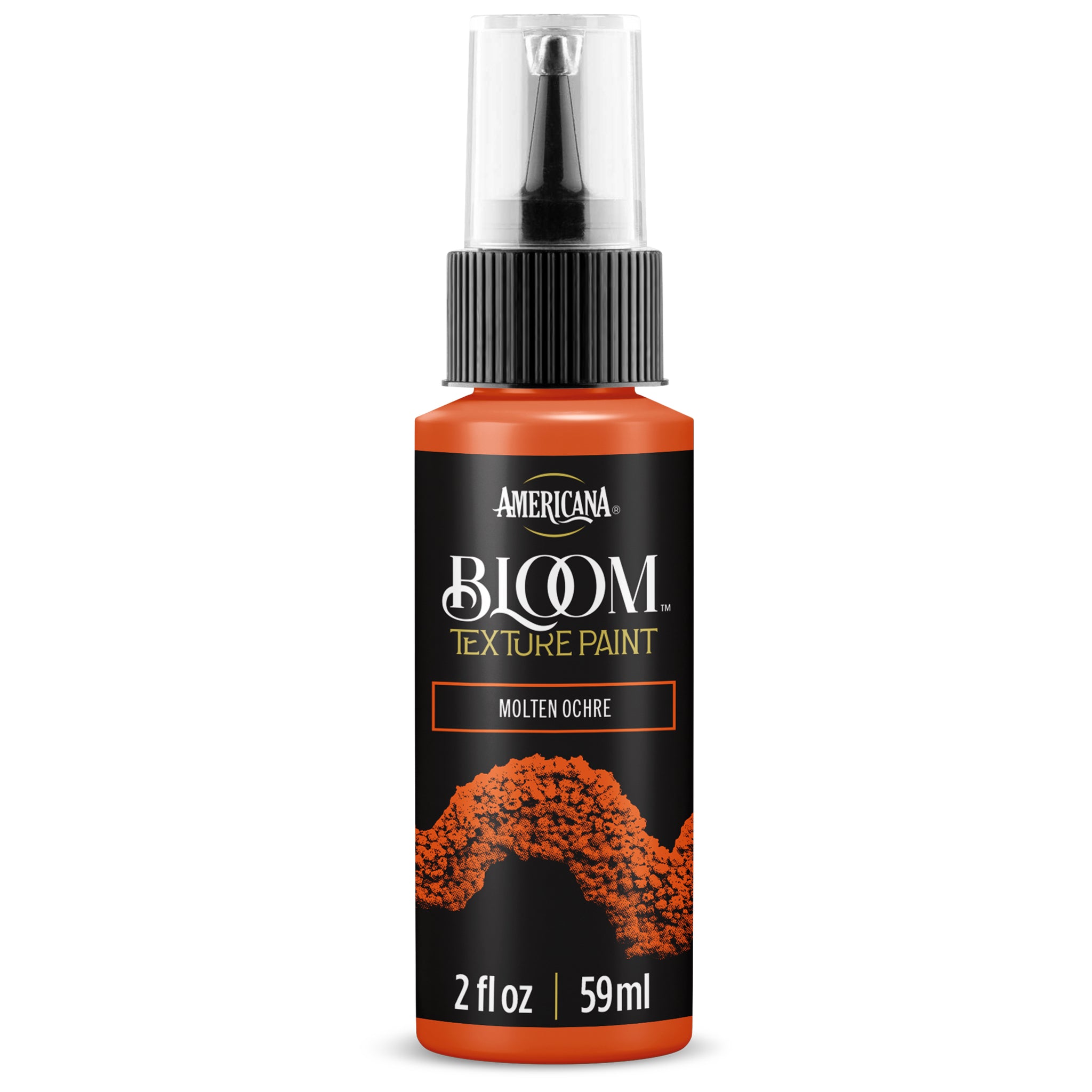 DecoArt Bloom Texture in Molten Ochre, a textured mixed media paint for art and craft projects.