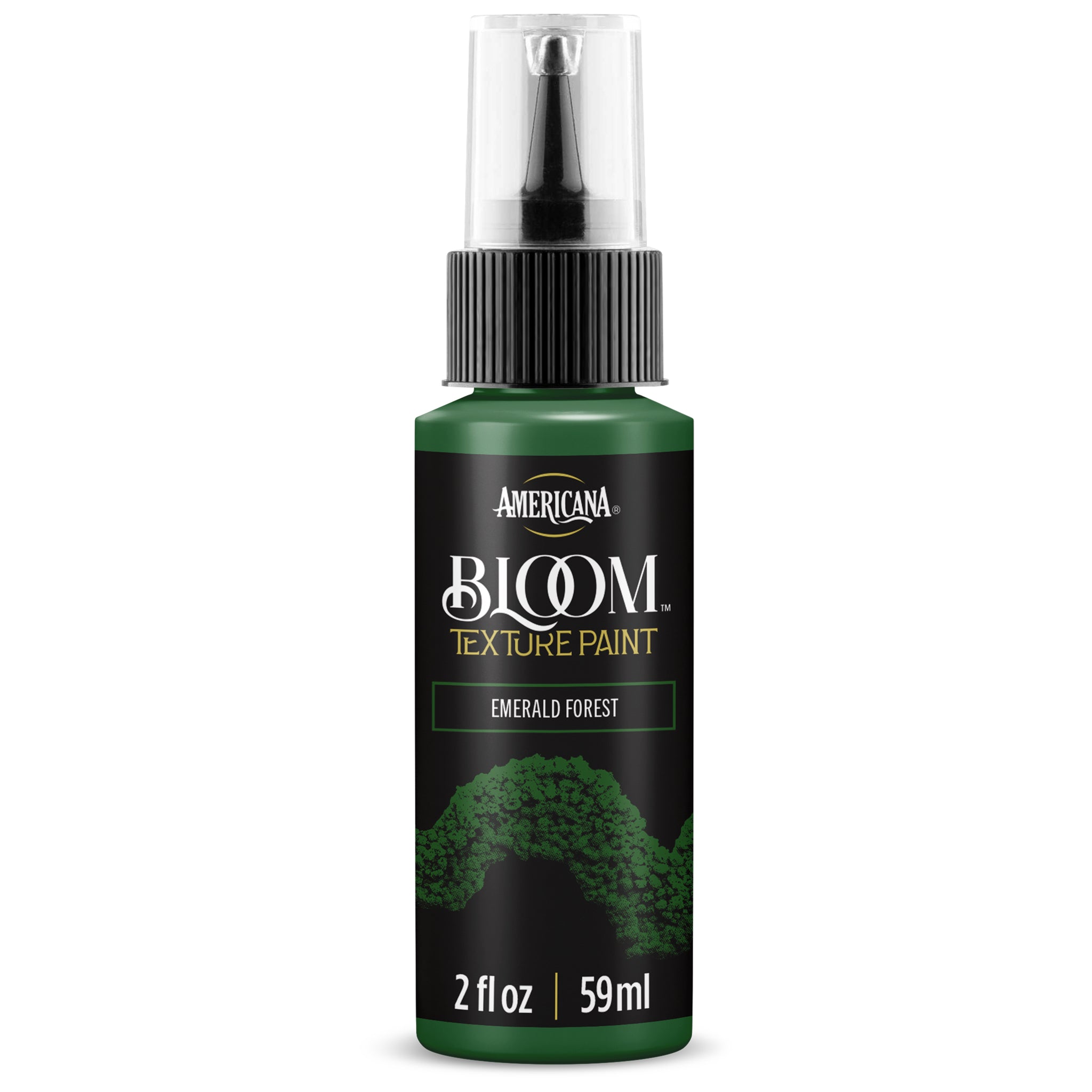 Emerald Forest Bloom Texture by DecoArt displayed on a surface, showcasing vibrant green and textured floral design.