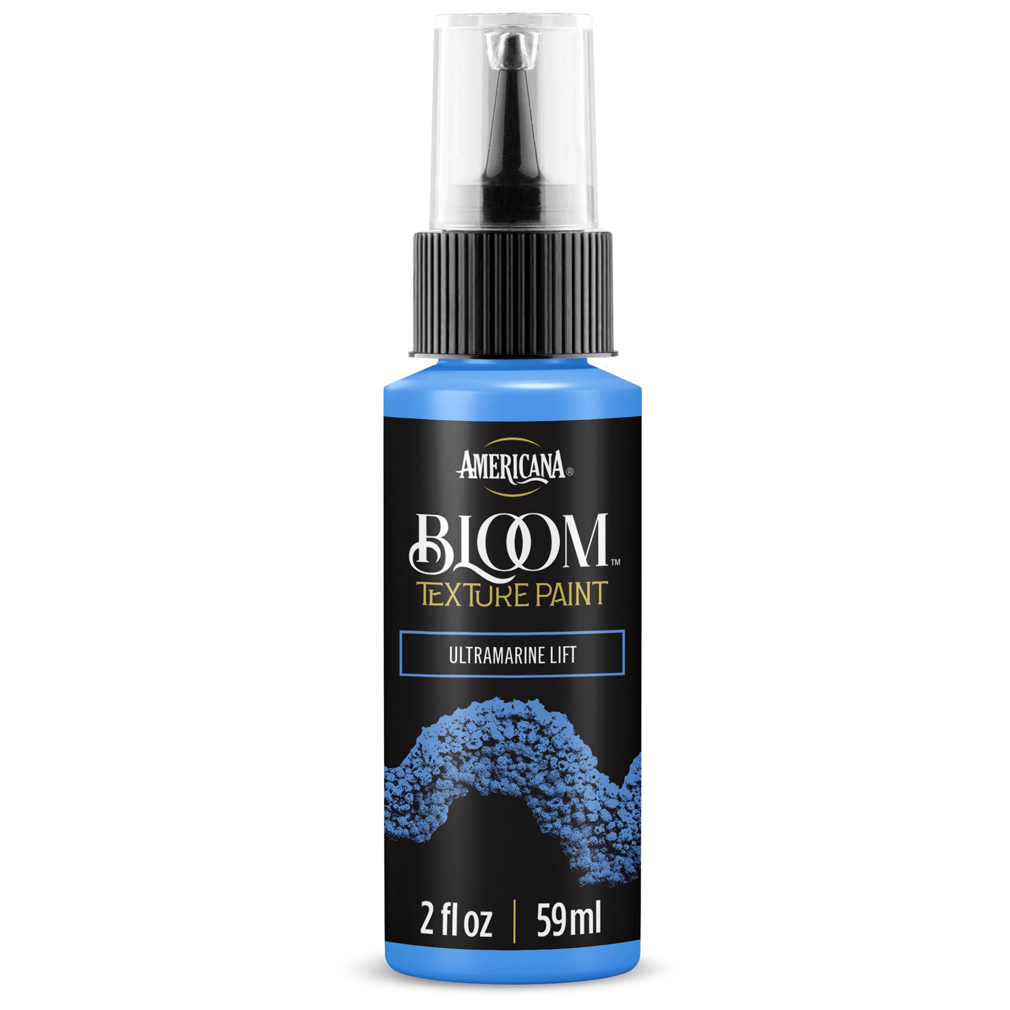 DecoArt Bloom Texture in Ultramarine with lifted, textured surface and vibrant blue color on art project.