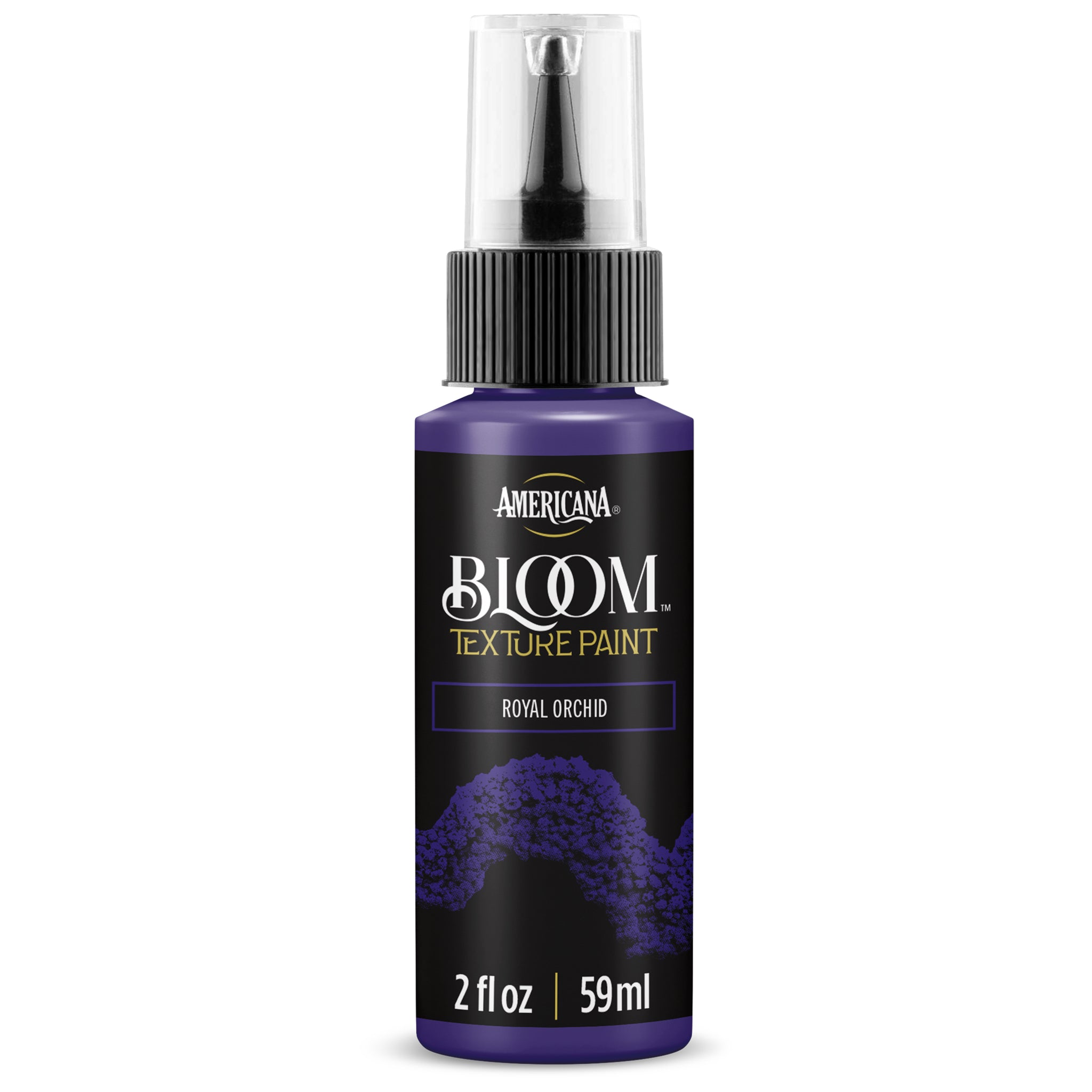 DecoArt Bloom Texture in Royal Orchid color, showcasing a textured paint effect on a surface.