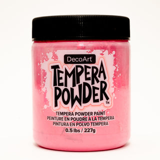 DecoArt Tempera Powder Paint in vibrant red, ready for mixing and use in arts and crafts projects.