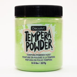DecoArt Tempera Powder Paint in Leaf Green, vibrant green pigment in a fine powder form for arts and crafts projects.