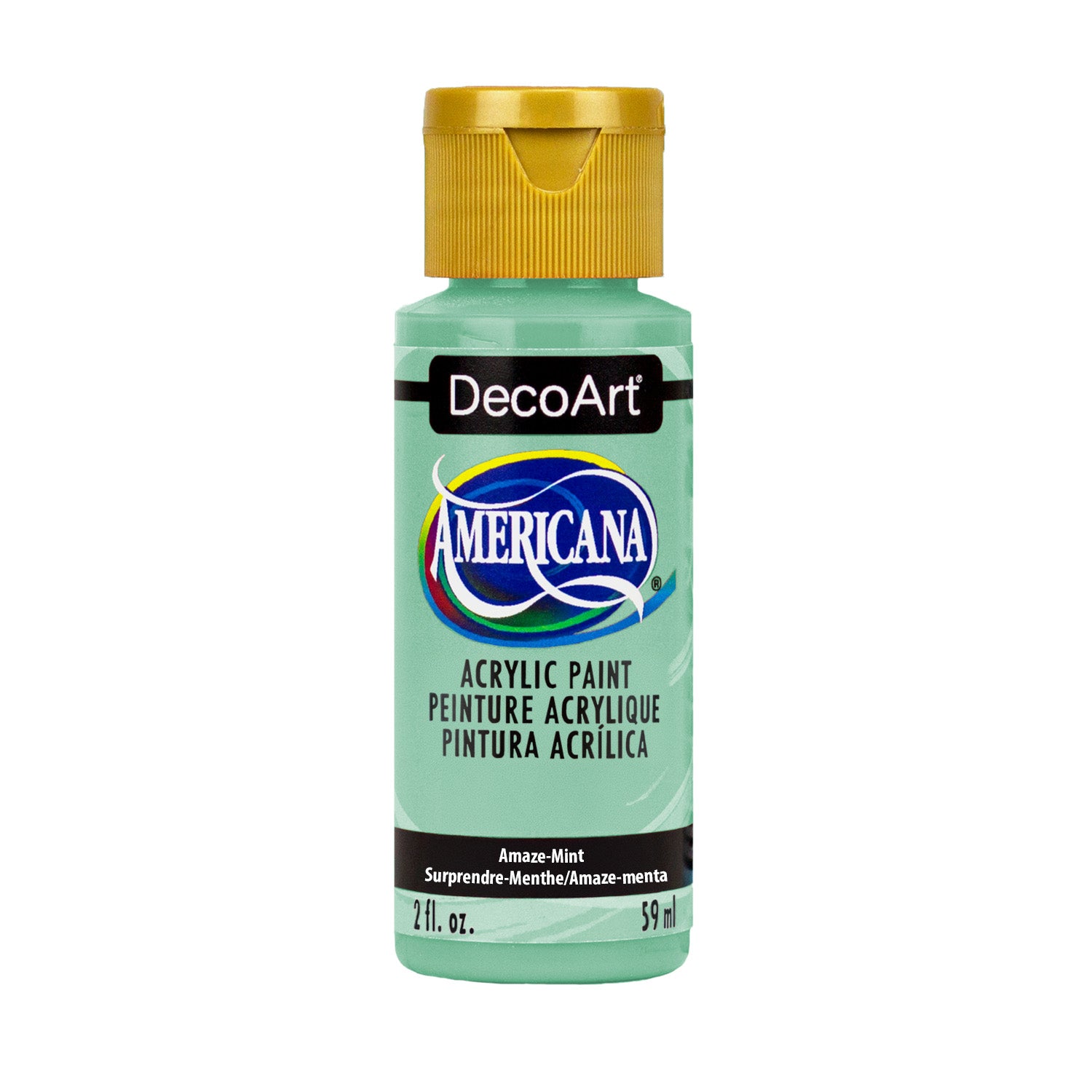 DecoArt Americana Acrylics Greens paint in a 2 oz bottle, featuring vibrant green acrylic color for arts and crafts projects.