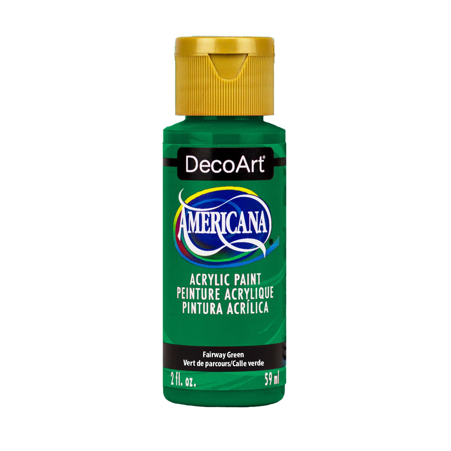 DecoArt Americana Acrylics Greens set with vibrant green acrylic paint in a 2 oz bottle, suitable for arts and crafts projects.