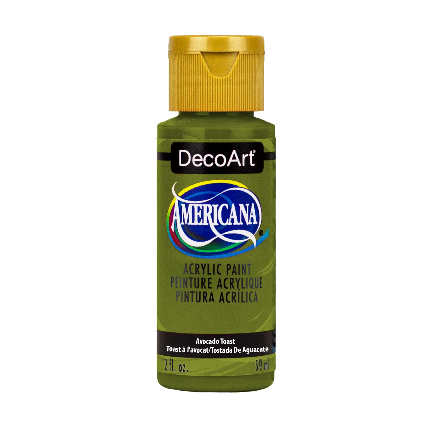 DecoArt Americana Acrylics Greens set with vibrant green paint in 2 oz bottle, ideal for arts and crafts projects.