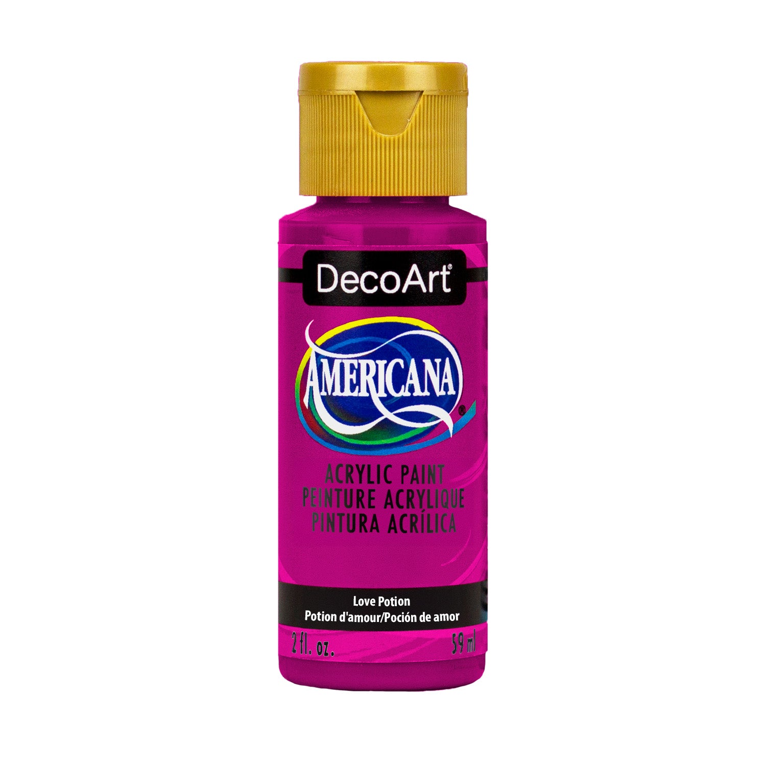 DecoArt Americana Acrylics Crimson Red 2 oz bottle, vibrant red acrylic paint for arts and crafts projects.