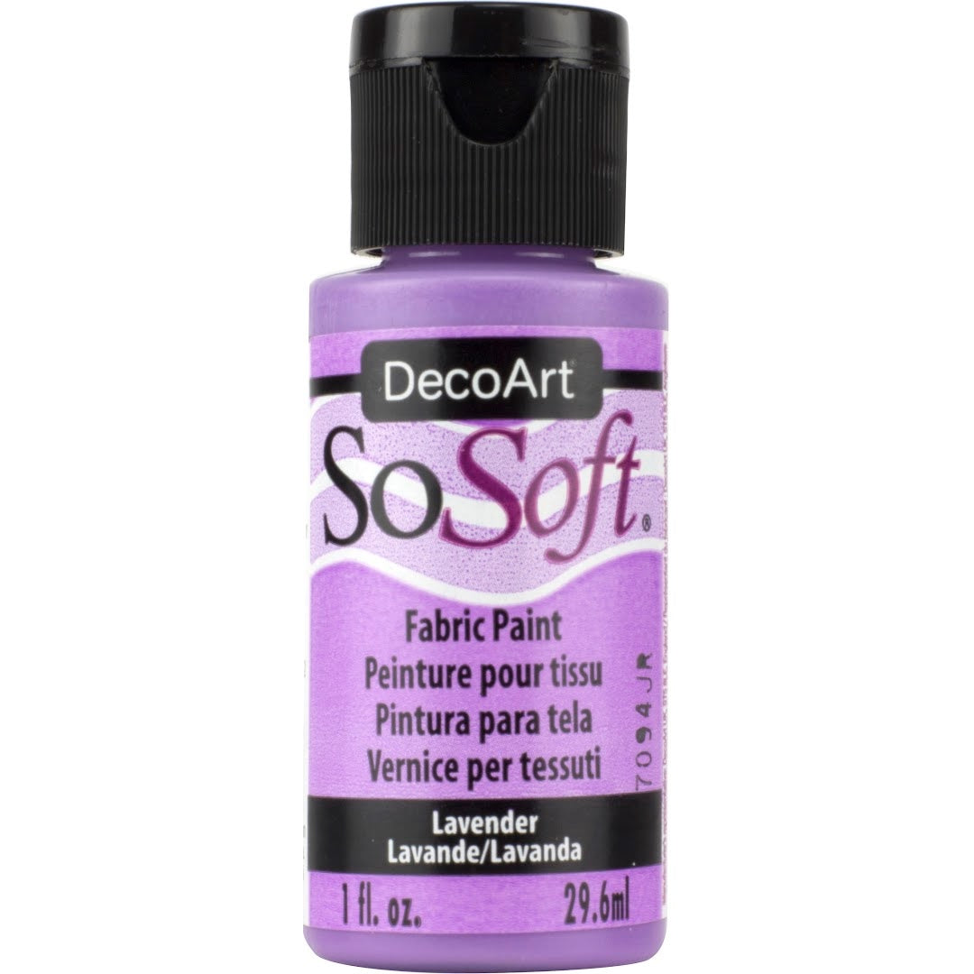 DecoArt SoSoft Fabric Paint in cadmium orange, 1oz bottle, vibrant color for fabric craft and textile projects.