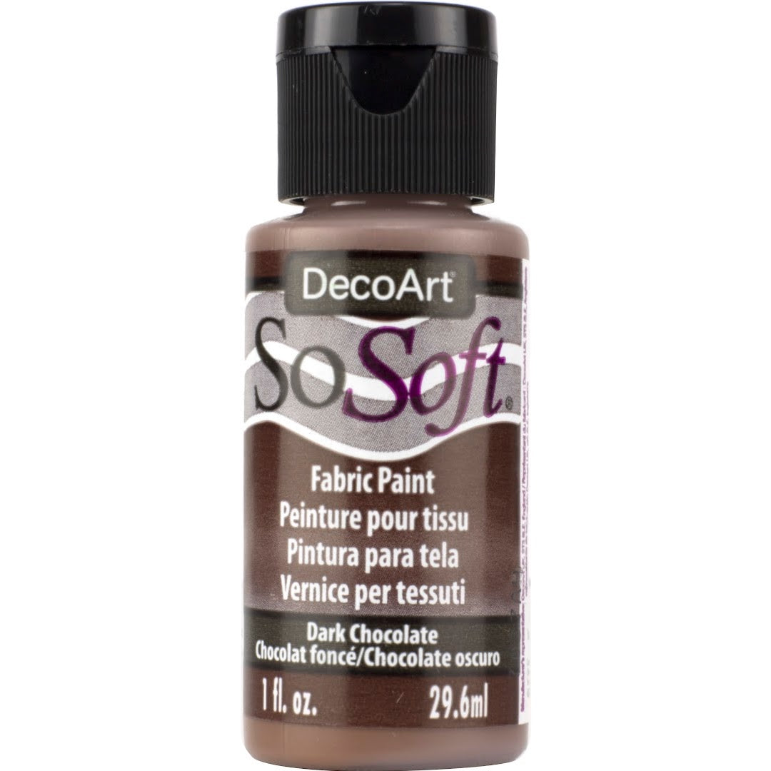 DecoArt SoSoft Fabric Paint in cadmium orange, 1oz bottle, suitable for soft fabric designs and creative textile projects.