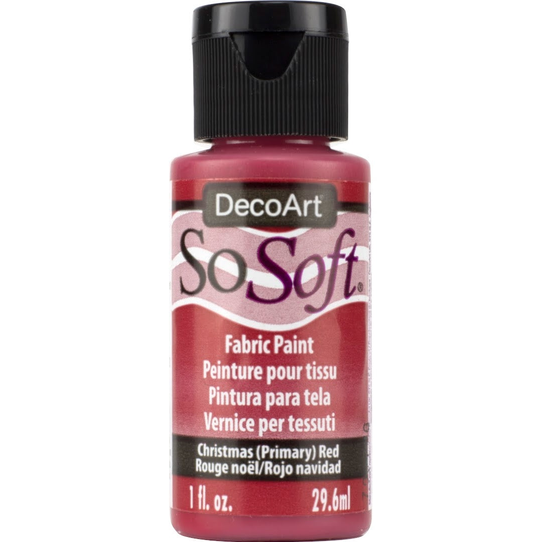 DecoArt SoSoft Fabric Paint in cadmium orange, 1oz bottle, suitable for soft fabric decorating and craft projects