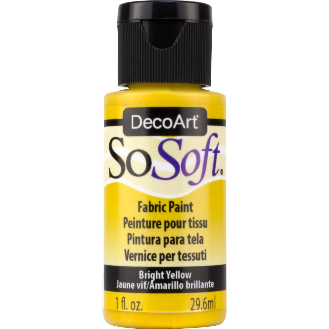 DecoArt SoSoft Fabric Paint in cadmium orange, 1oz bottle, soft and vibrant color for fabric crafting and decorating.
