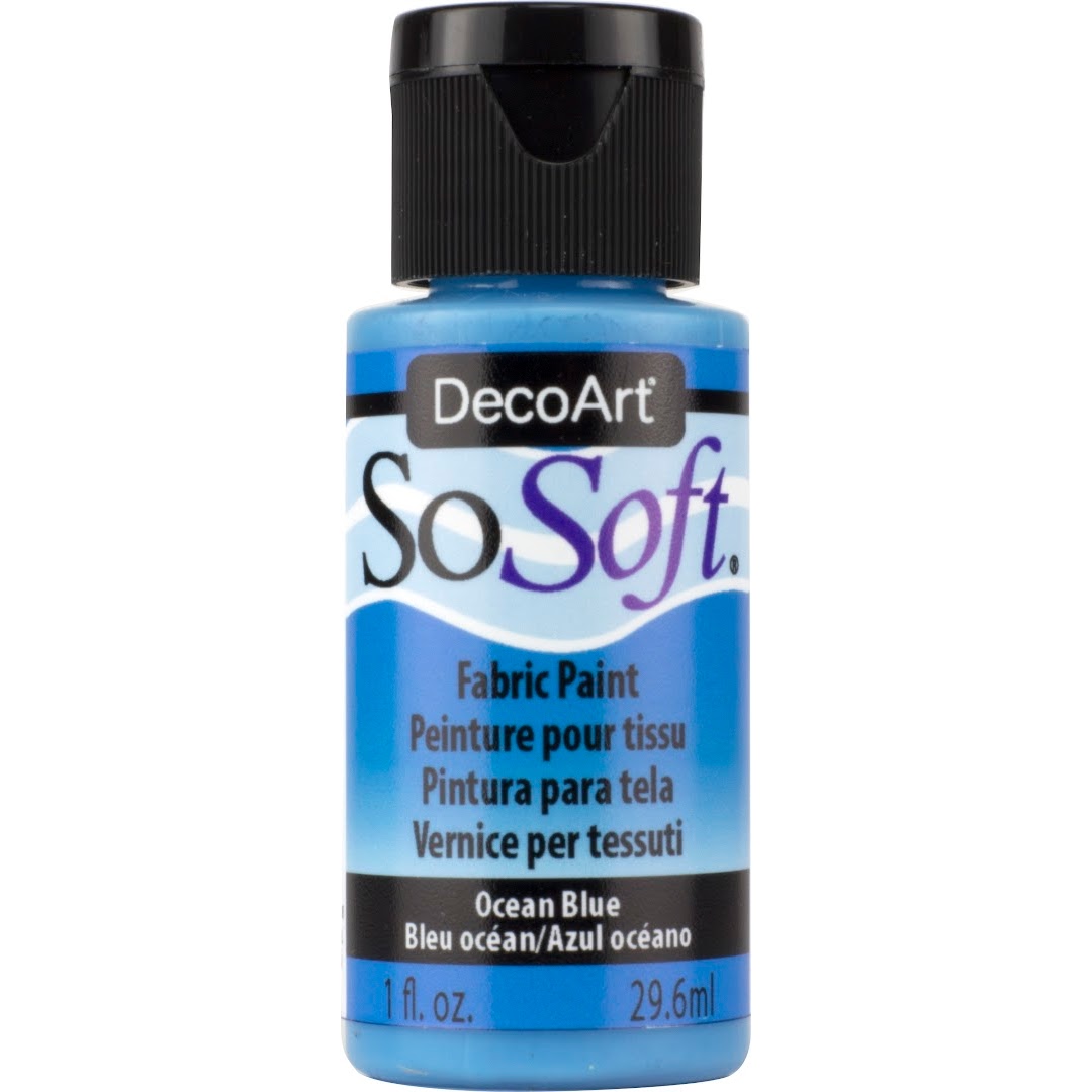 DecoArt SoSoft Fabric Paint in cadmium orange, 1oz bottle, suitable for soft fabric designs and craft projects.