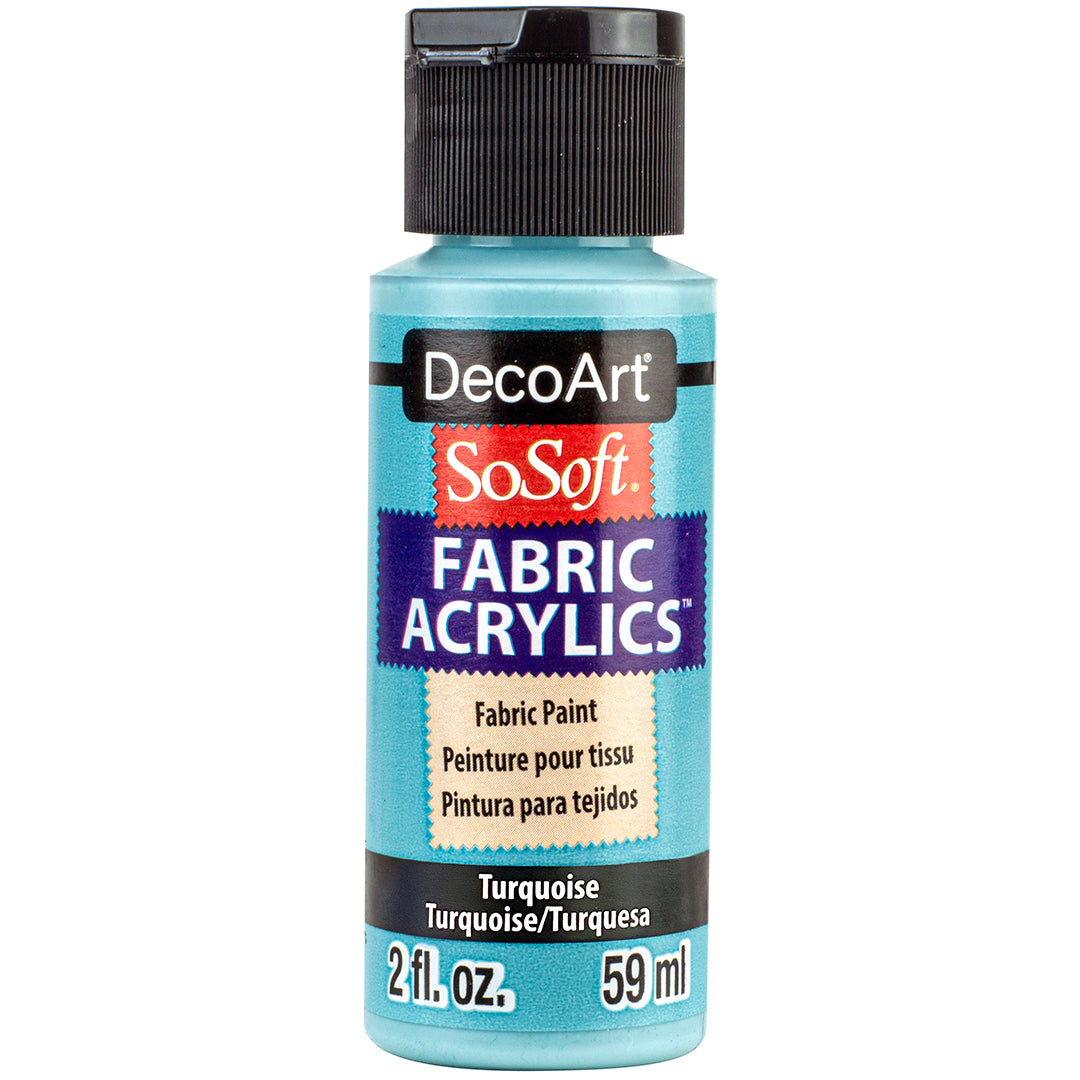 DecoArt SoSoft Fabric Paint in cadmium orange, 1oz bottle, soft and vibrant for fabric crafts and textile projects.