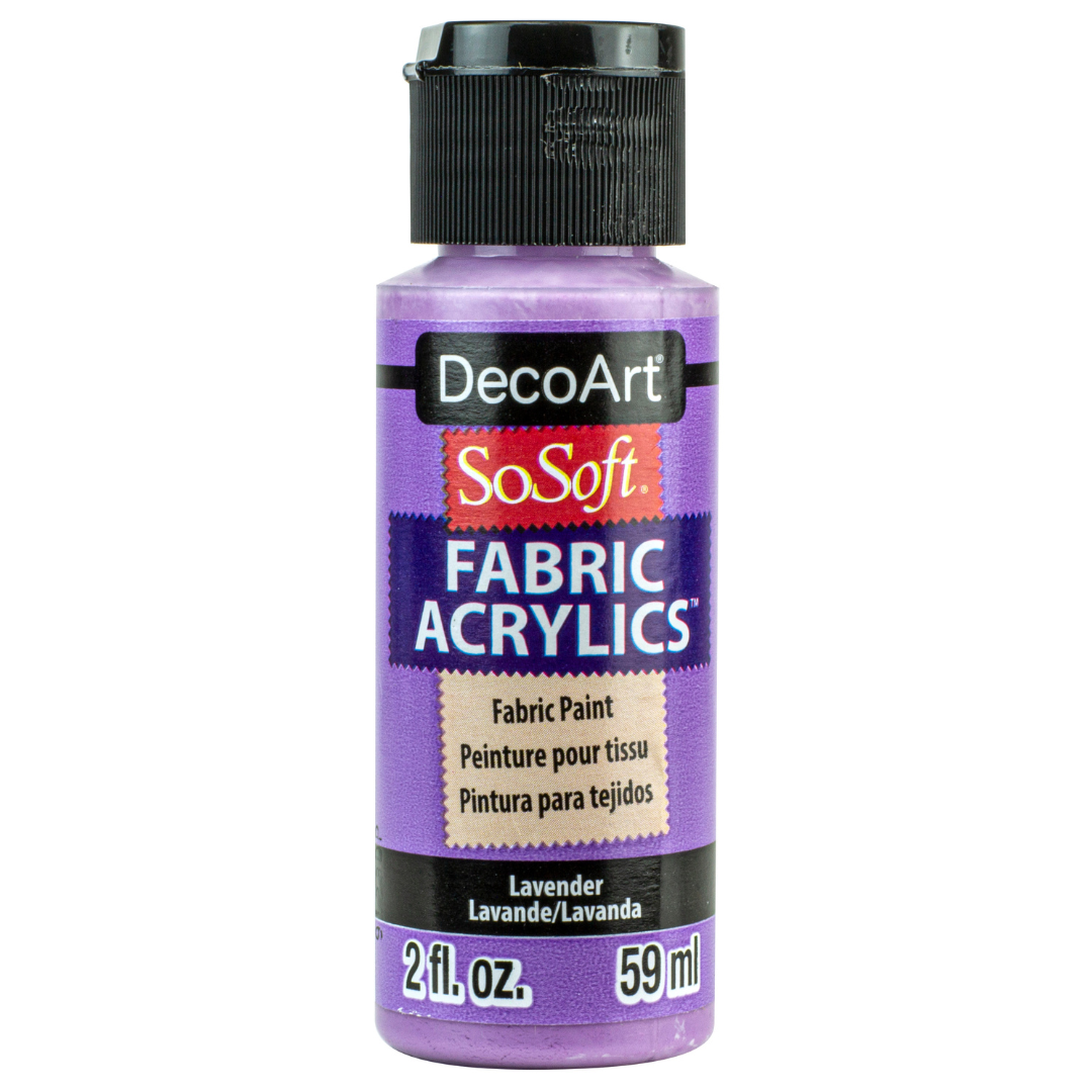 DecoArt SoSoft Fabric Paint in cadmium orange 1oz container, ideal for soft, vibrant fabric decorating projects.