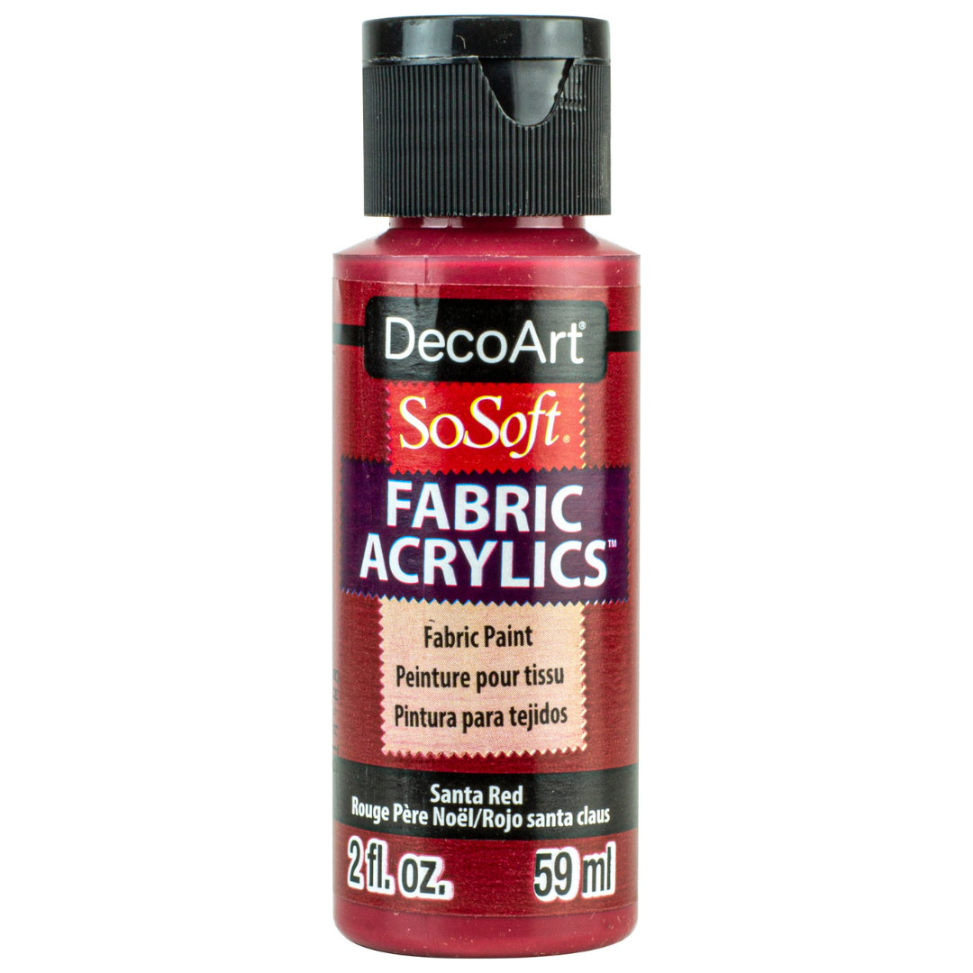 DecoArt SoSoft Fabric Paint in Cadmium Orange, 1oz bottle, soft textile paint for fabric decoration and craft projects.