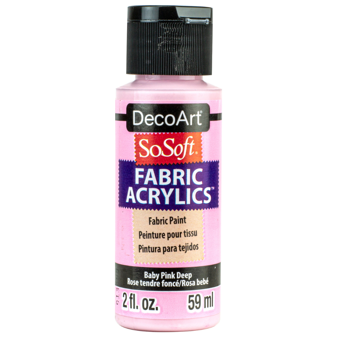 DecoArt SoSoft Fabric Paint in Cadmium Orange, 1oz bottle, suitable for fabric decoration and craft projects.