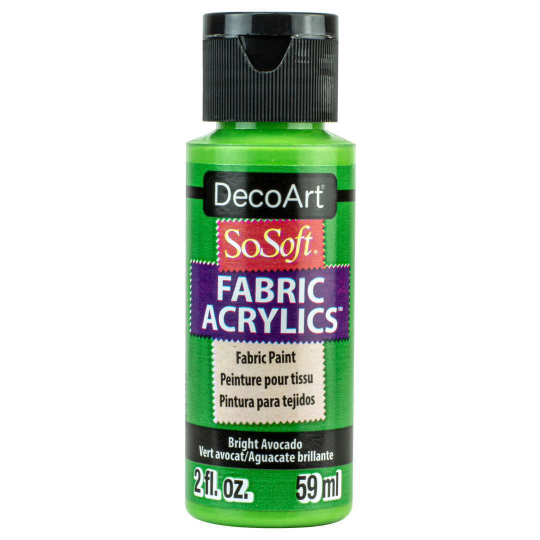 DecoArt SoSoft Fabric Paint in cadmium orange, 1oz bottle displayed with vibrant color for fabric decorating projects.