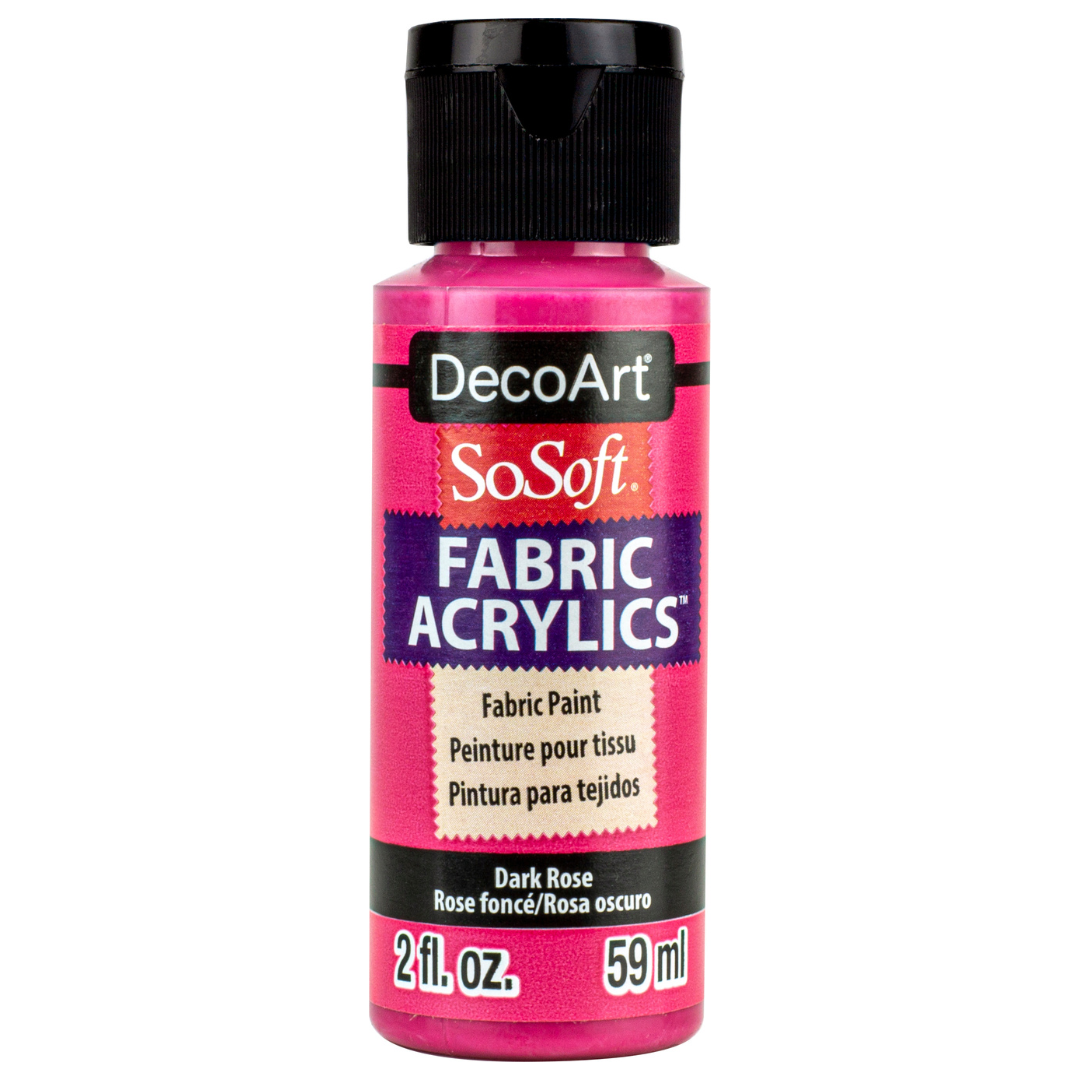 DecoArt SoSoft Fabric Paint in Cadmium Orange, 1oz bottle, suitable for vibrant fabric decorating and crafting projects.