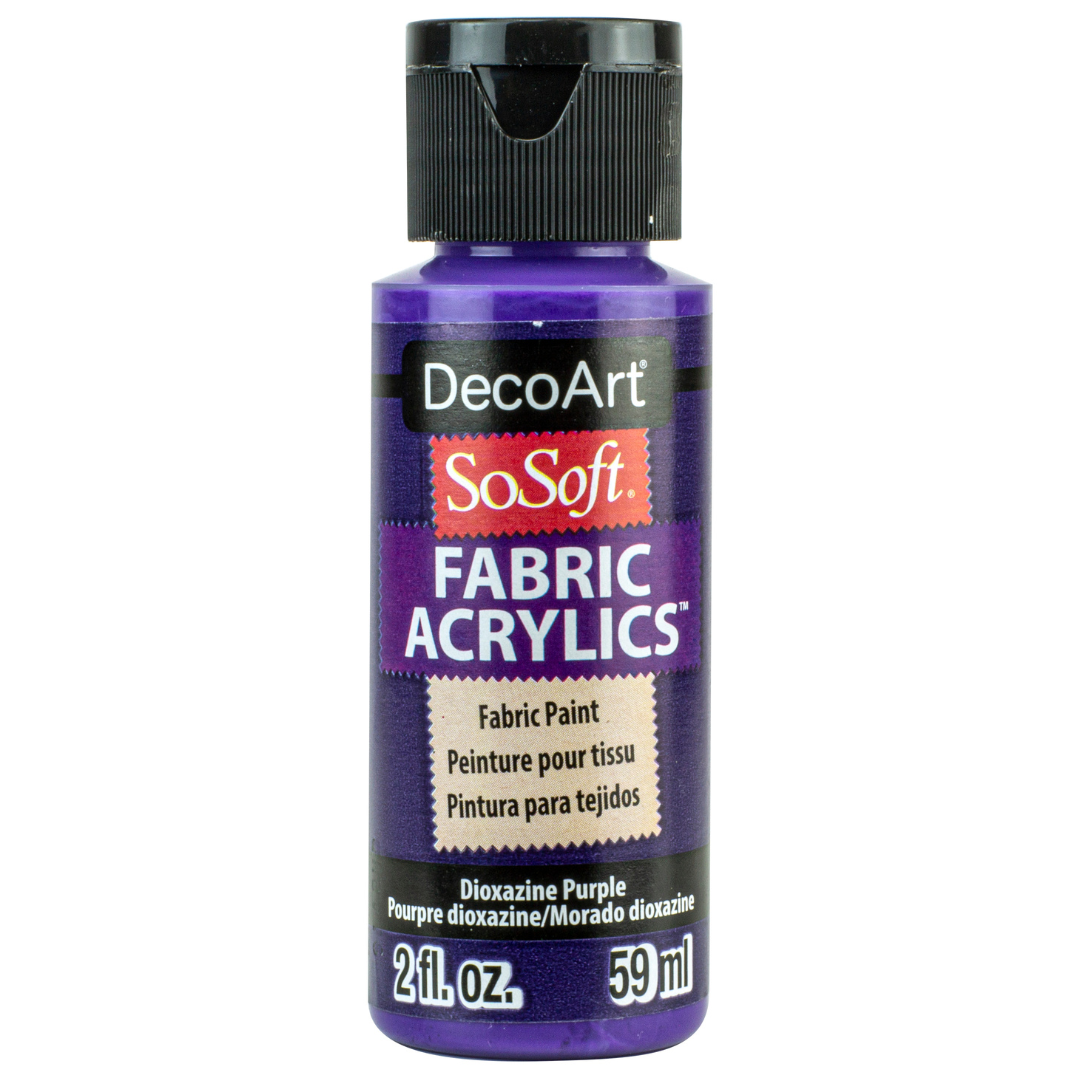 DecoArt SoSoft Fabric Paint in cadmium orange, 1oz bottle, smooth and vibrant fabric paint for textile craft projects.