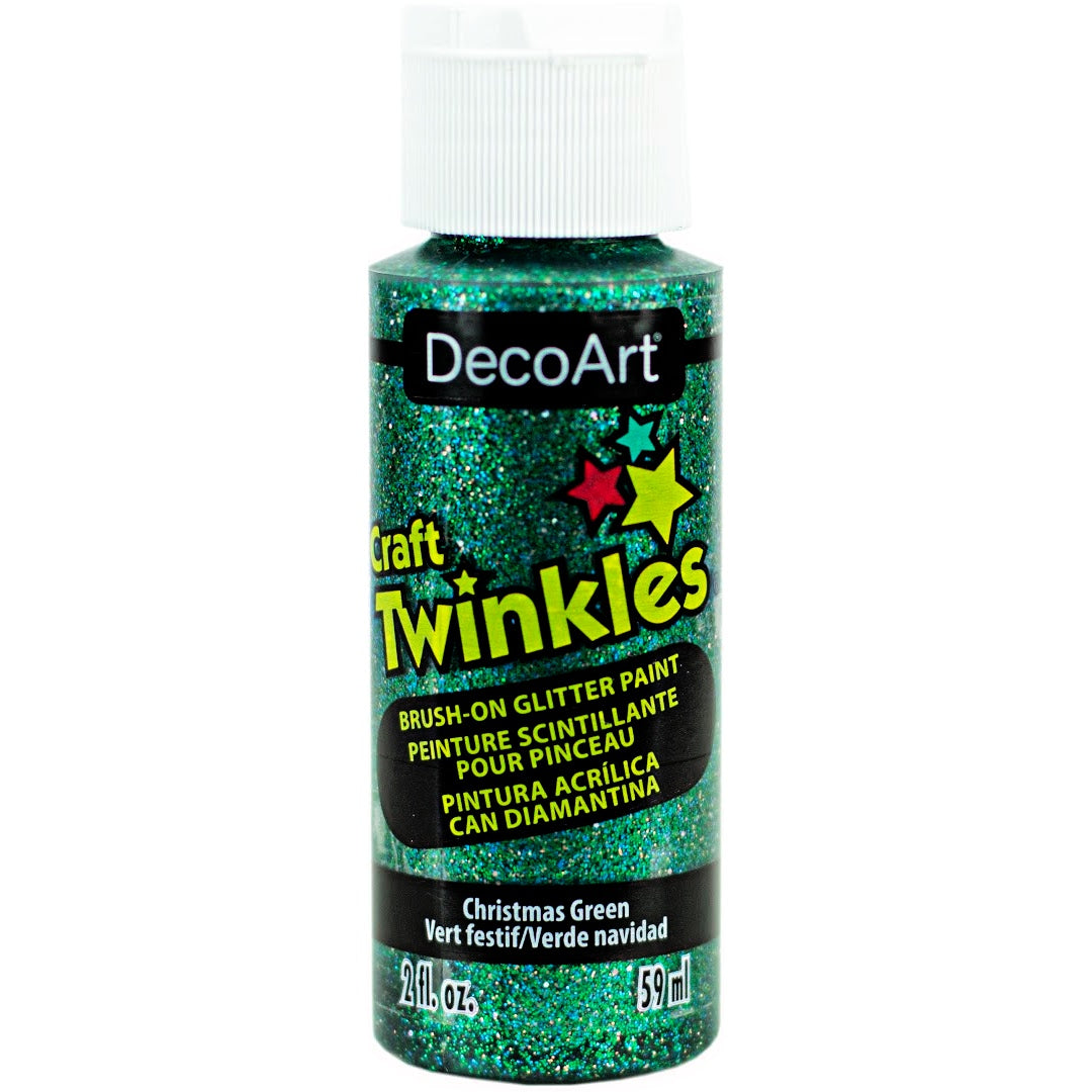 DecoArt Craft Twinkles in 2 oz jar, sparkling metallic glitter for arts and crafts projects, vibrant and easy to apply.