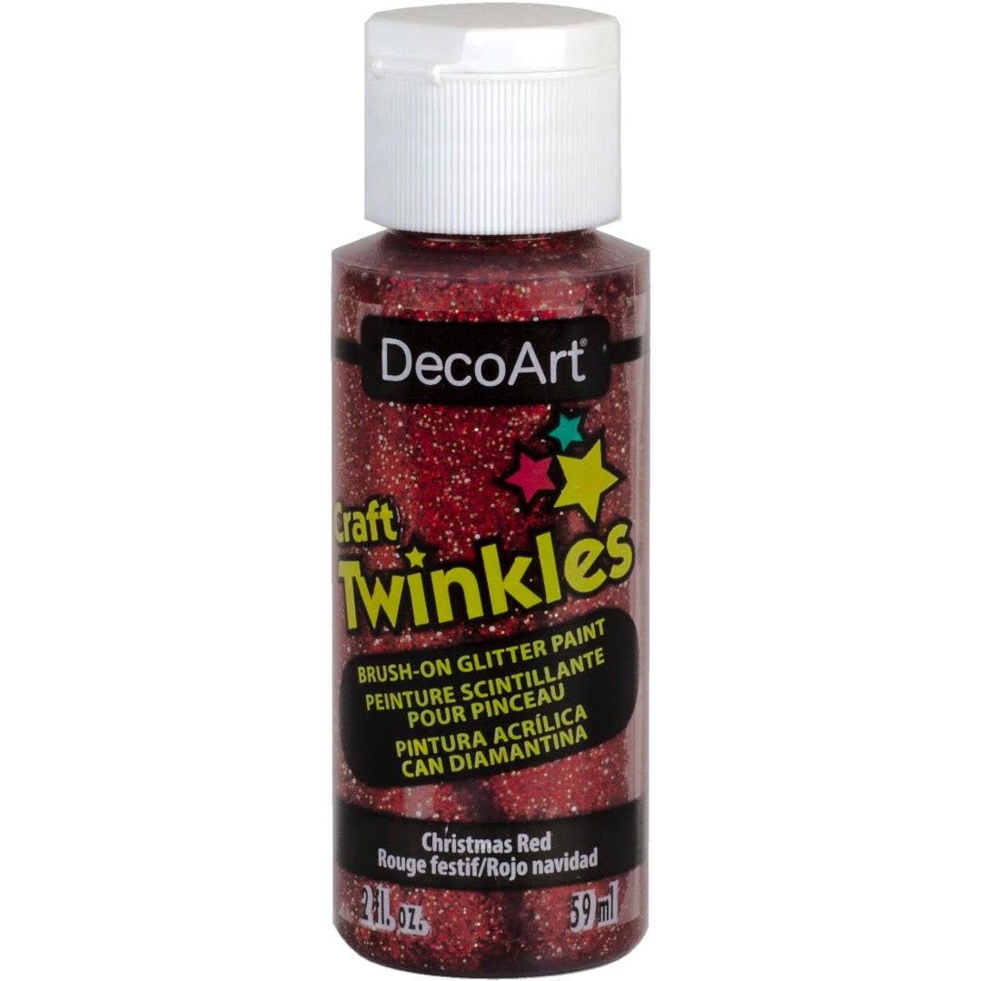 DecoArt Craft Twinkles in 2 oz jar, sparkling glitter for arts and crafts projects, with colorful, shimmering particles.