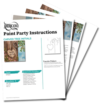 Carved Tree Initials Paint Party Kit - 12x12 - DecoArt