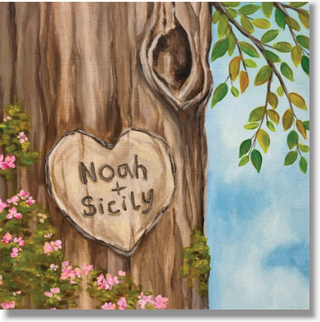 Carved Tree Initials Paint Party Kit - 12x12 - DecoArt