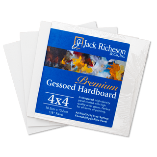 Six pieces of DecoArt gessoed hardboard 4x4 inches, ready for painting or craft projects.