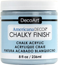 DecoArt Americana Decor Chalky Finish 8oz paint jar, ideal for furniture and craft projects with a matte chalky appearance