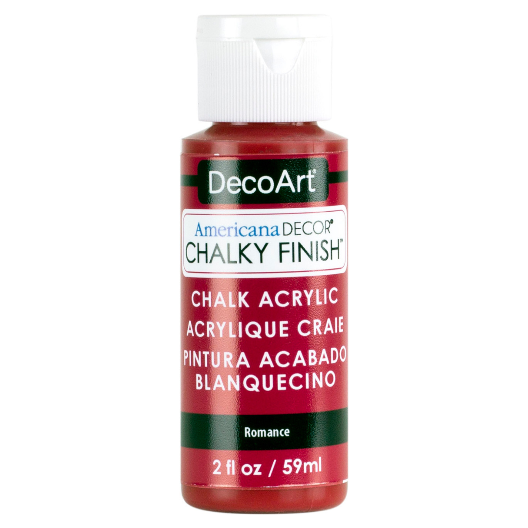 DecoArt Americana Decor Chalky Finish paint in 8oz bottle, ideal for furniture and home decor projects with a matte chalky look.
