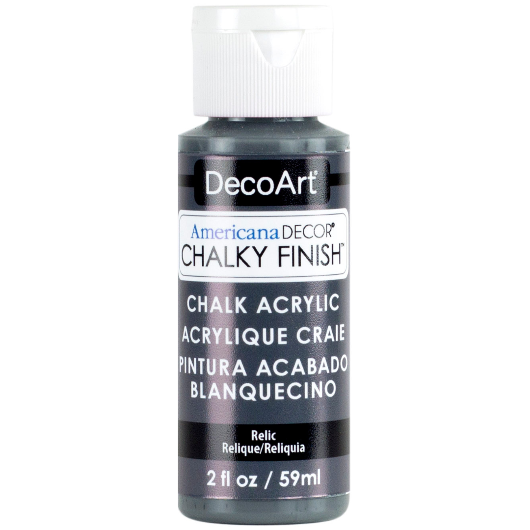 8oz DecoArt Americana Decor Chalky Finish paint jar, cream-colored, with label visible, ideal for furniture and craft projects.