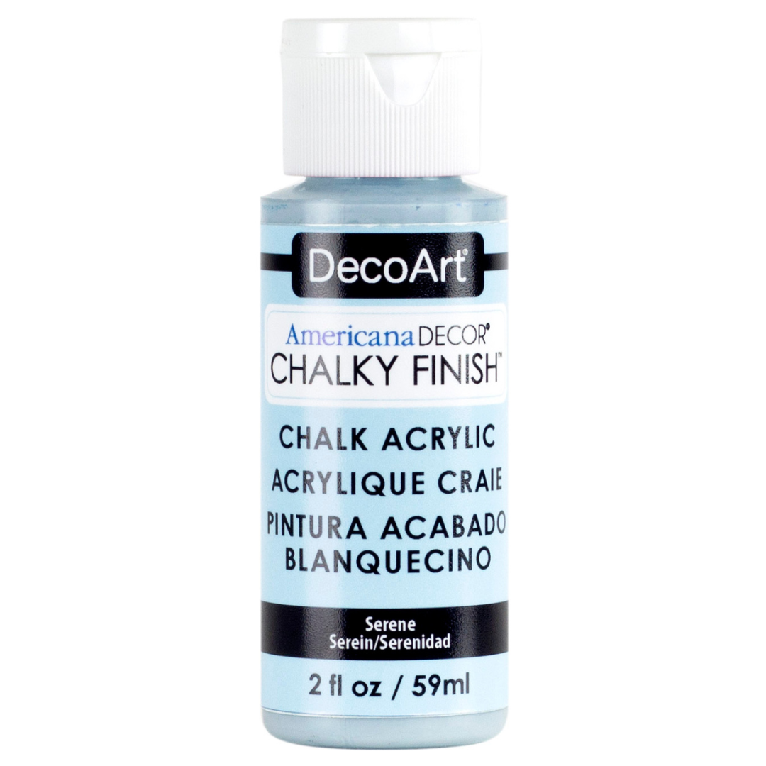 DecoArt Americana Decor Chalky Finish 8oz jar for furniture and craft projects, featuring a matte chalky paint look.