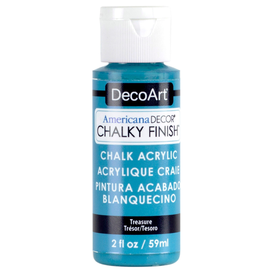 Decorative 8oz Americana Decor Chalky Finish paint by DecoArt, shown in a close-up of the chalky textured surface.