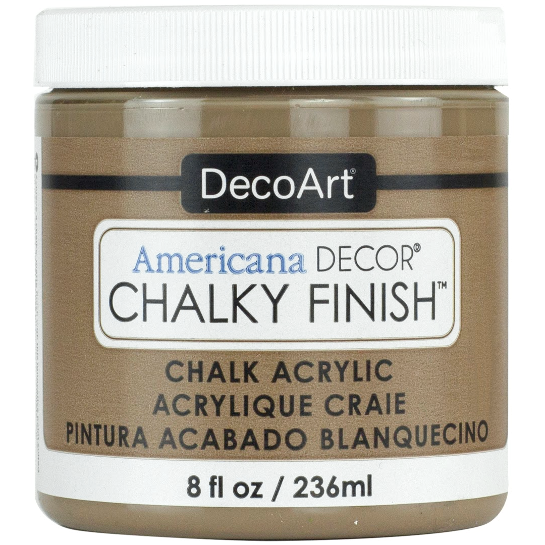 DecoArt Americana Decor Chalky Finish 8oz jar with white chalky paint for furniture and craft projects