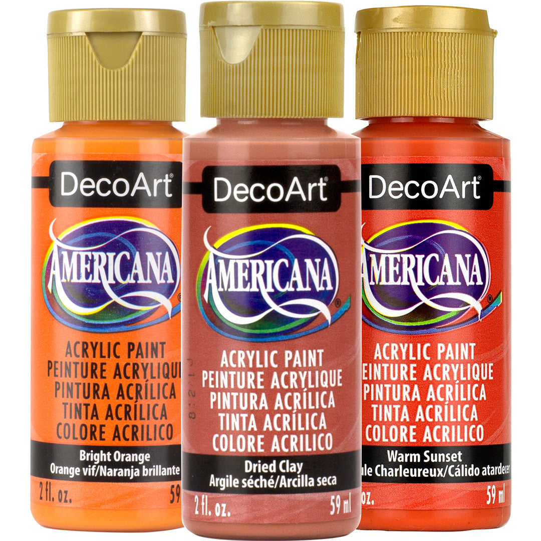DecoArt Americana Acrylics Oranges paint bottle, peach and cream color, 2 oz size, for arts and crafts projects