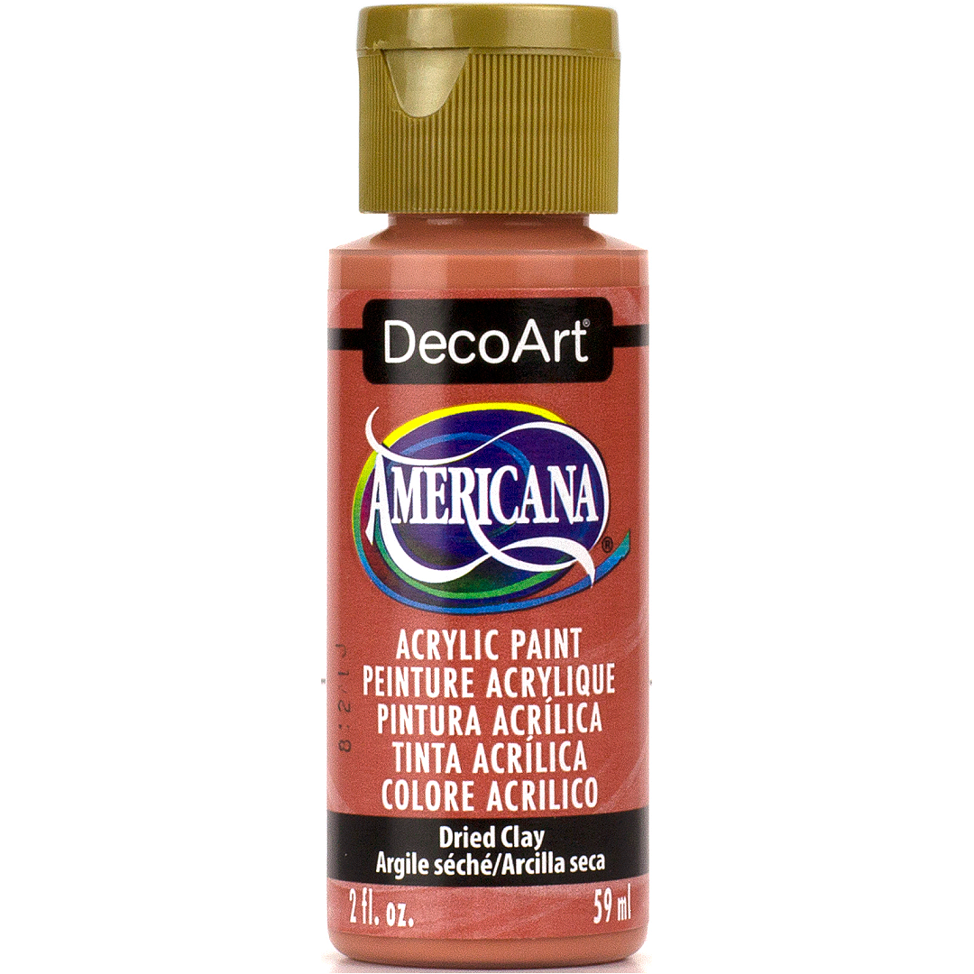 DecoArt Americana Acrylics in Peaches n' Cream with vibrant orange paint in a 2 oz bottle, suitable for arts and crafts projects.