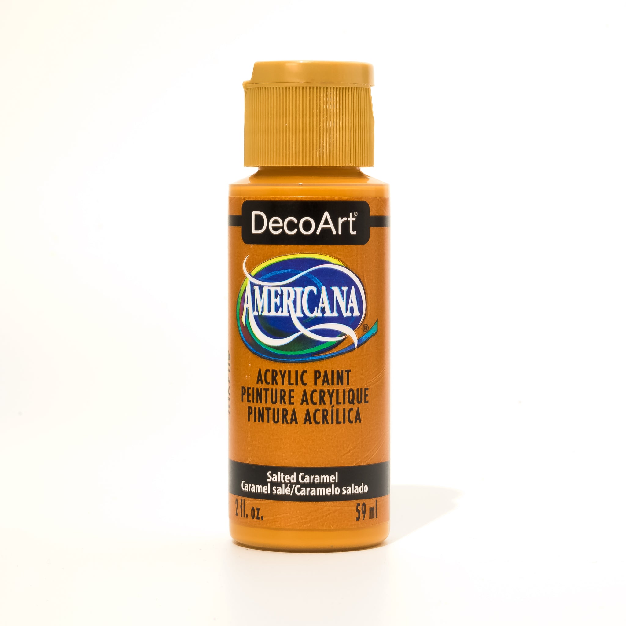 DecoArt Americana Acrylics in Peaches N' Cream, vibrant orange paint in 2 oz bottle, suitable for arts and crafts projects