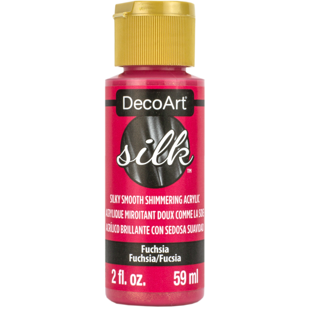 DecoArt Silk rose-colored fabric dye bottle with white cap, 2 oz, for vibrant silk and fabric coloring projects